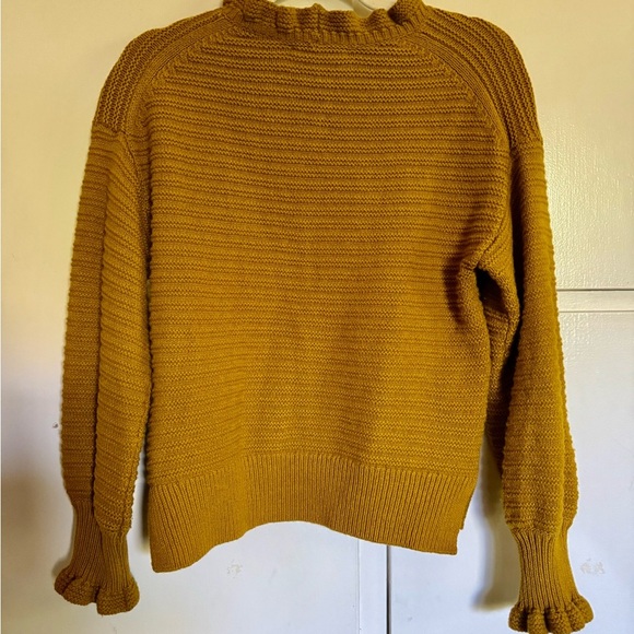 Madewell‎ Gold Ruffle Merino Wool Blend Sweater Size Medium - Picture 8 of 13
